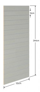 Ασημί Πάνελ Slat 122x244cm - με 15 Πηχάκια Αλουμινίου ανά 15cm